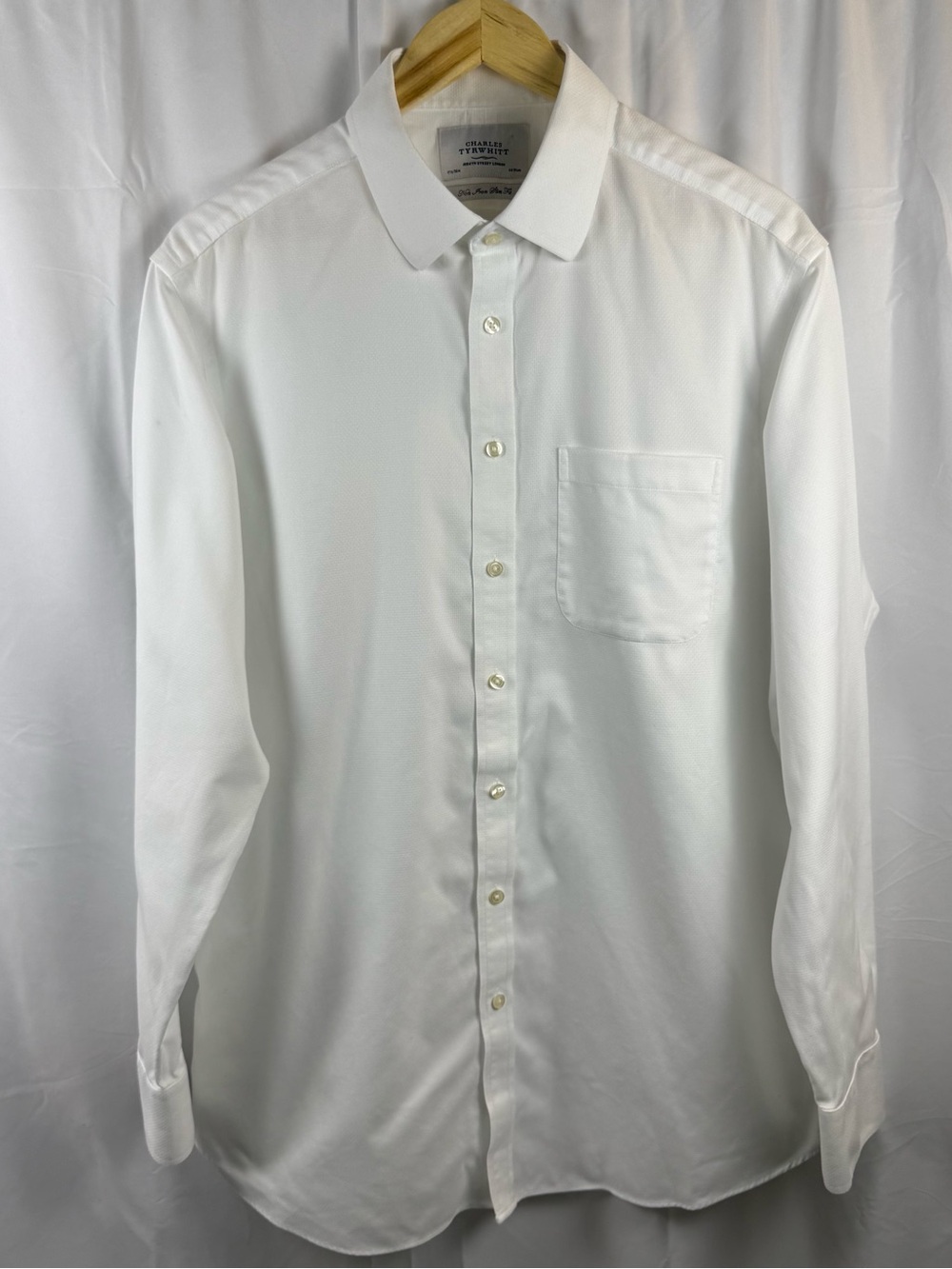 Charles Tyrwhitt Non-Iron Slim Fit White Dress Shirt 17.5 36 44